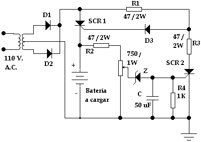 Cargador baterías con desconexión automática